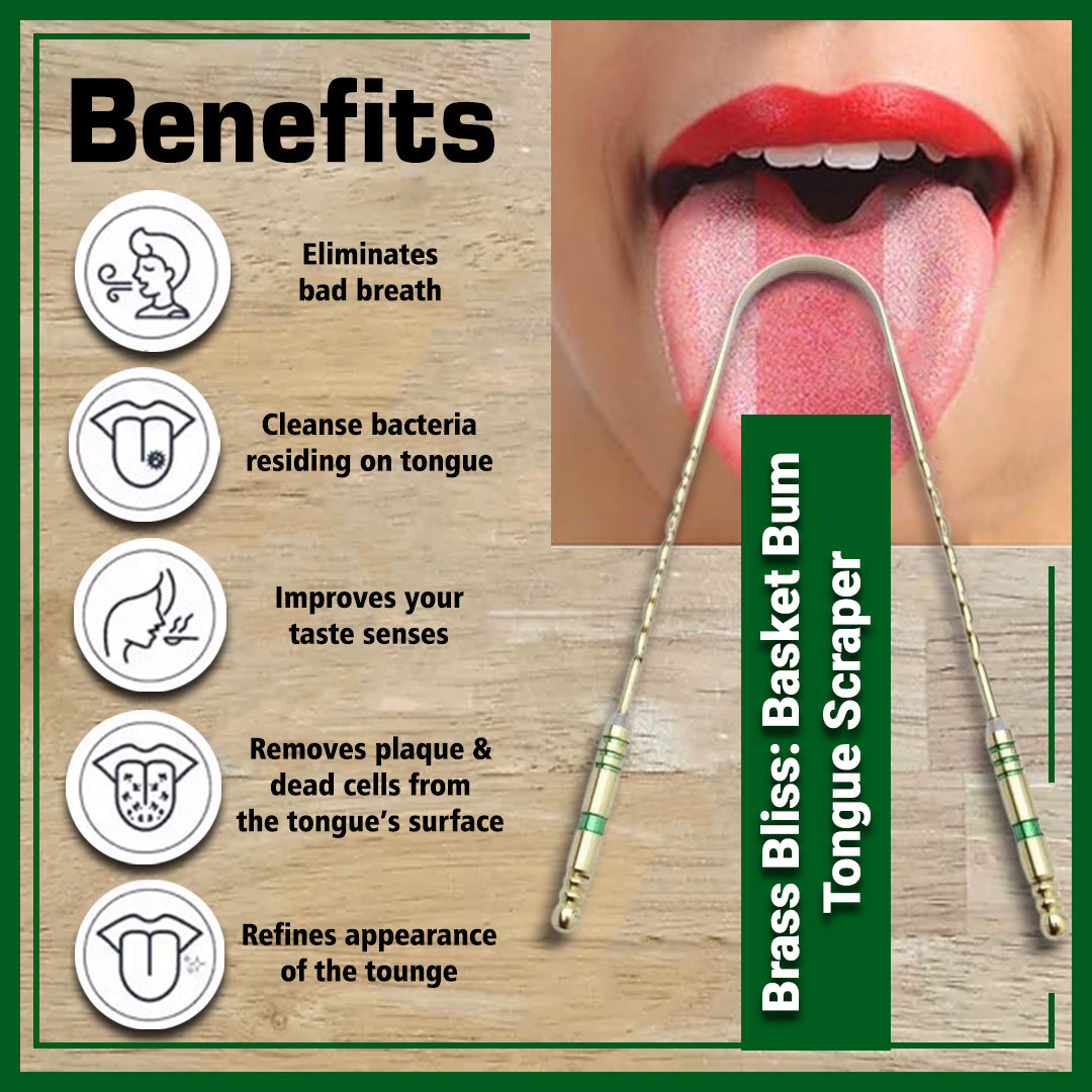 Basket Bum Brass Tongue Scraper For Oral Health