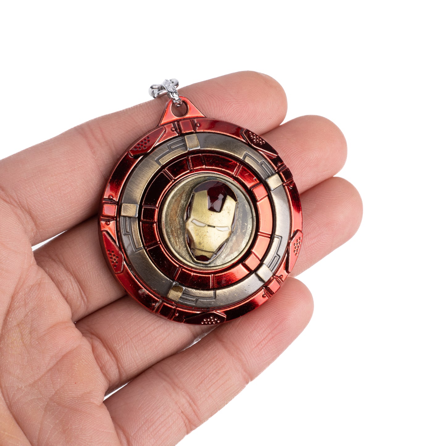 Basket Bum's Marvelous Motion: Revolving Golden Iron Man Shield Head Metal Keychain