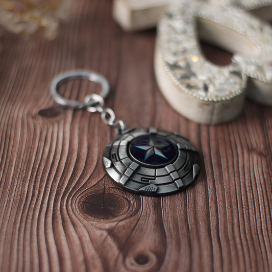 Silver & Blue Elegance: Basket Bum's Marvelous Shield - Captain America Keychain