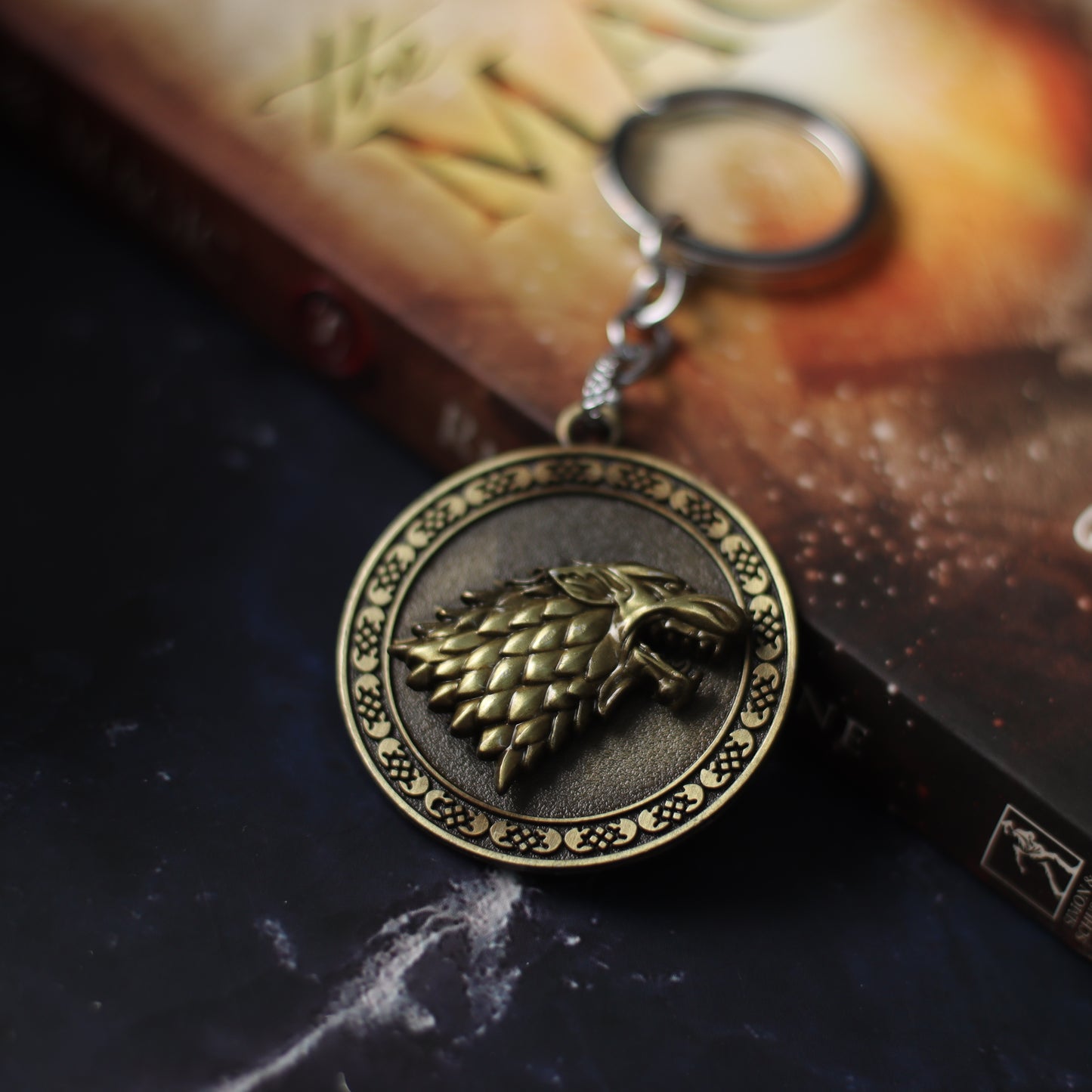 Winter's Honor: Basket Bum's House Stark Direwolf Keychain - Game of Thrones Edition