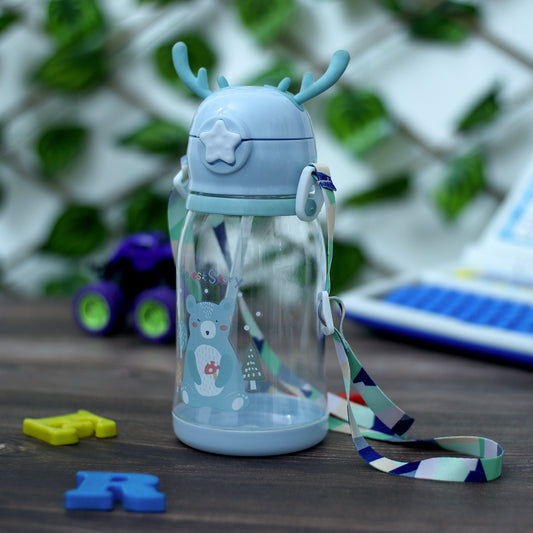 Basket Bum's Whimsical Deer-Eared Transparent Bottle for Kids: Stay Hydrated with Fun!