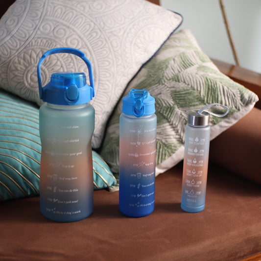 Basket Bum Motivational Hydration Trio: 3 Bottles with Straws for Every Goal !