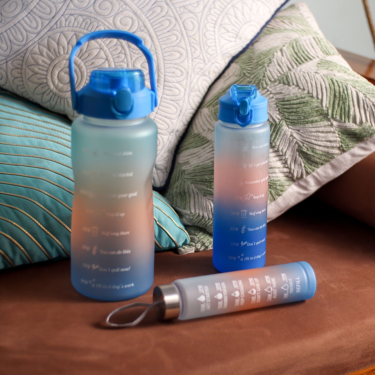 Basket Bum Motivational Hydration Trio: 3 Bottles with Straws for Every Goal !