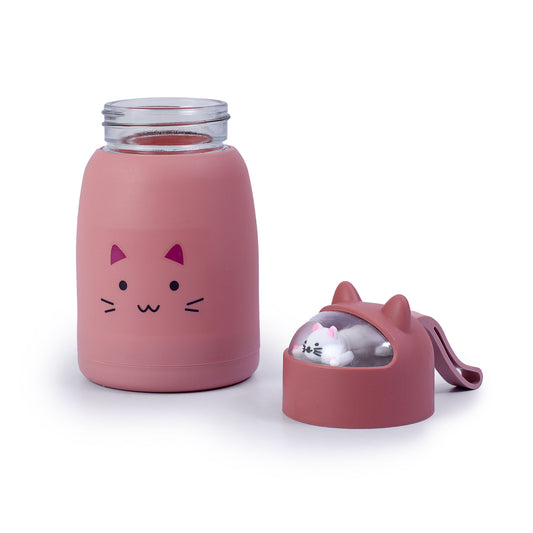 Basket Bum's Cat Face Water Bottle with Transparent Cap Companion