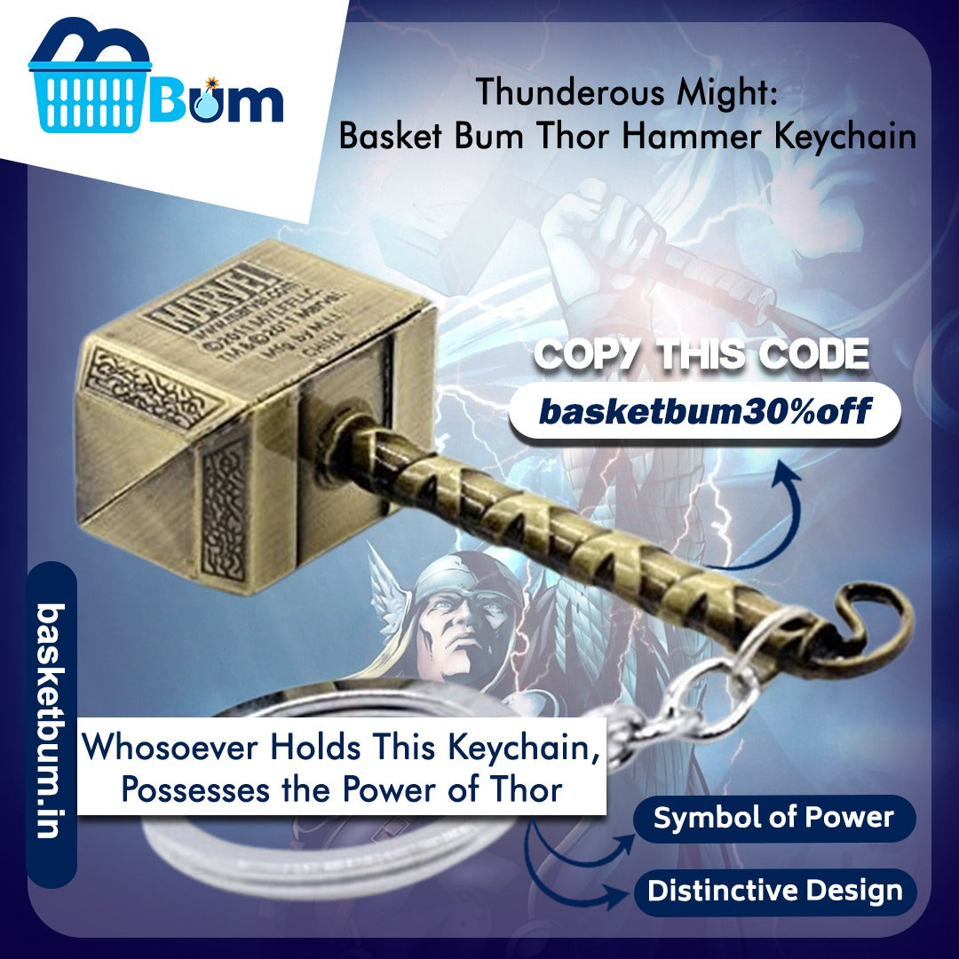 Thunderous Might: Basket Bum Thor Hammer Keychain!